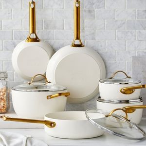 GreenPan Reserve 10-Piece Ceramic Nonstick Cookware Set - Cream With Gold - Tone